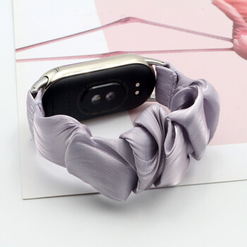 Dressy Nylon λουράκι για Xiaomi Mi Band 8/ Smart Band 9 NFC Scrunchies Cloth Soft Solo Fabric Wristband Βραχιόλι Γυναικείο Ελαστικό