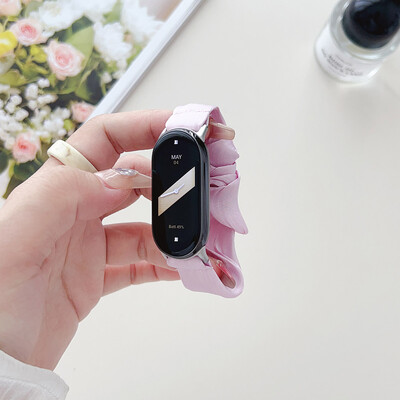 Dotjeran najlonski remen za Xiaomi Mi Band 8/ Smart Band 9 NFC Scrunchies Tkanina Meka solo tkanina Narukvica za narukvicu Ženska elastična