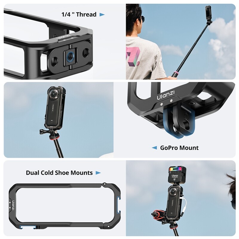 Ulanzi IN-04 Insta360 X4 Kavez za kameru Metalni kavez za Insta360 X4 za tronožac za prsni nosač