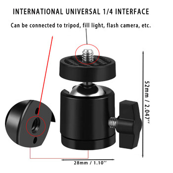 2-Pc 360° Περιστρεφόμενη Mini Ball Head με Universal 1/4\