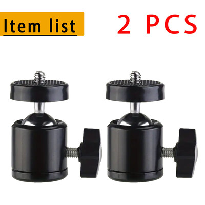2-Pc 360° въртяща се мини сферична глава с универсална 1/4" винтова стойка за статив за смарт телефон LED видео светлина Микрофон Екшън камери