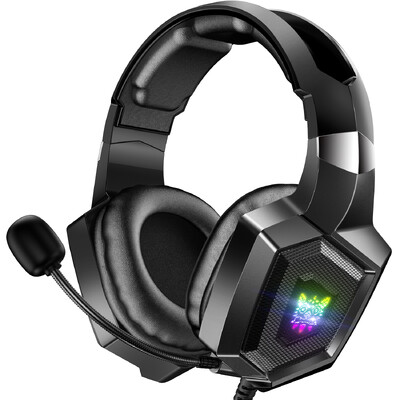 ONIKUMA K8 slušalice za igrice s fleksibilnim HD mikrofonom RGB svjetlo surround zvukom Over-Ear žičane slušalice za igrače za PC igranje Xbox