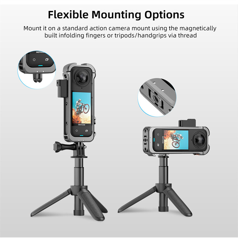 Aluminijski zaštitni okvir kamere za Insta360 X3 metalno kavezno kućište opreme s proširenim nosačem za hladno držanje i adapterom za tronožac