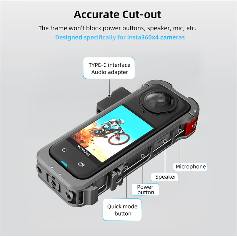 Aluminijski zaštitni okvir kamere za Insta360 X3 metalno kavezno kućište opreme s proširenim nosačem za hladno držanje i adapterom za tronožac