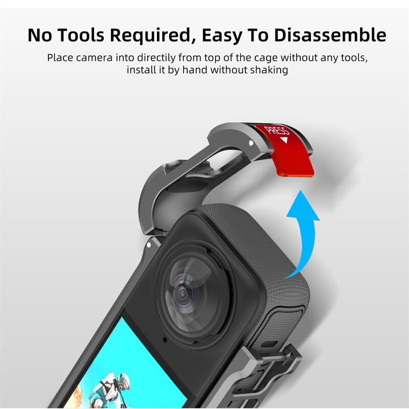 Aluminijski zaštitni okvir kamere za Insta360 X3 metalno kavezno kućište opreme s proširenim nosačem za hladno držanje i adapterom za tronožac