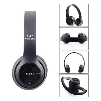 P47 Head Mounted Wireless Bluetooth Headphones 5.0 Support Memory Card TF Portable Headset for iPhone Samsung Huawei Xiaomi