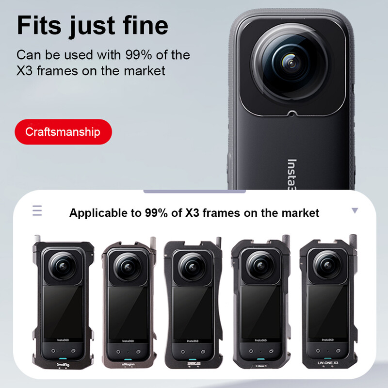 Za Insta360 X3 dodatak Nadograđeni štitnici za objektiv Zaštita za objektiv za Insta 360 X3 Ljepljiva zaštita od kaljenog stakla protiv ogrebotina