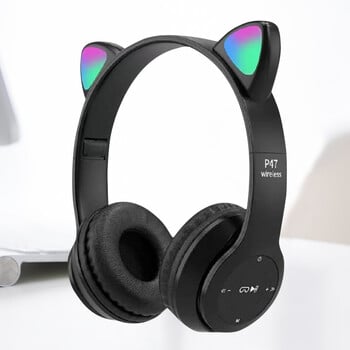 Ακουστικά παιχνιδιών Cat Ear συμβατά με Bluetooth Κράνη Στερεοφωνικά μπάσα πάνω από το αυτί Ακουστικά χαριτωμένα αθλητικά ακουστικά για παιδιά και ενήλικες