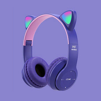 Ακουστικά παιχνιδιών Cat Ear συμβατά με Bluetooth Κράνη Στερεοφωνικά μπάσα πάνω από το αυτί Ακουστικά χαριτωμένα αθλητικά ακουστικά για παιδιά και ενήλικες