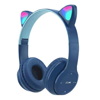 Ακουστικά παιχνιδιών Cat Ear συμβατά με Bluetooth Κράνη Στερεοφωνικά μπάσα πάνω από το αυτί Ακουστικά χαριτωμένα αθλητικά ακουστικά για παιδιά και ενήλικες