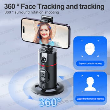 P02 360 Rotation Gimbal Stabilizer, follow-up Selfie Desktop Face Tracking Gimbal για Tiktok Smartphone Live, με τηλεχειριστήριο