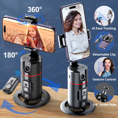 P02 360 въртящ се Gimbal стабилизатор, последващ Selfie Desktop Face Tracking Gimbal за Tiktok Smartphone Live, с дистанционен затвор