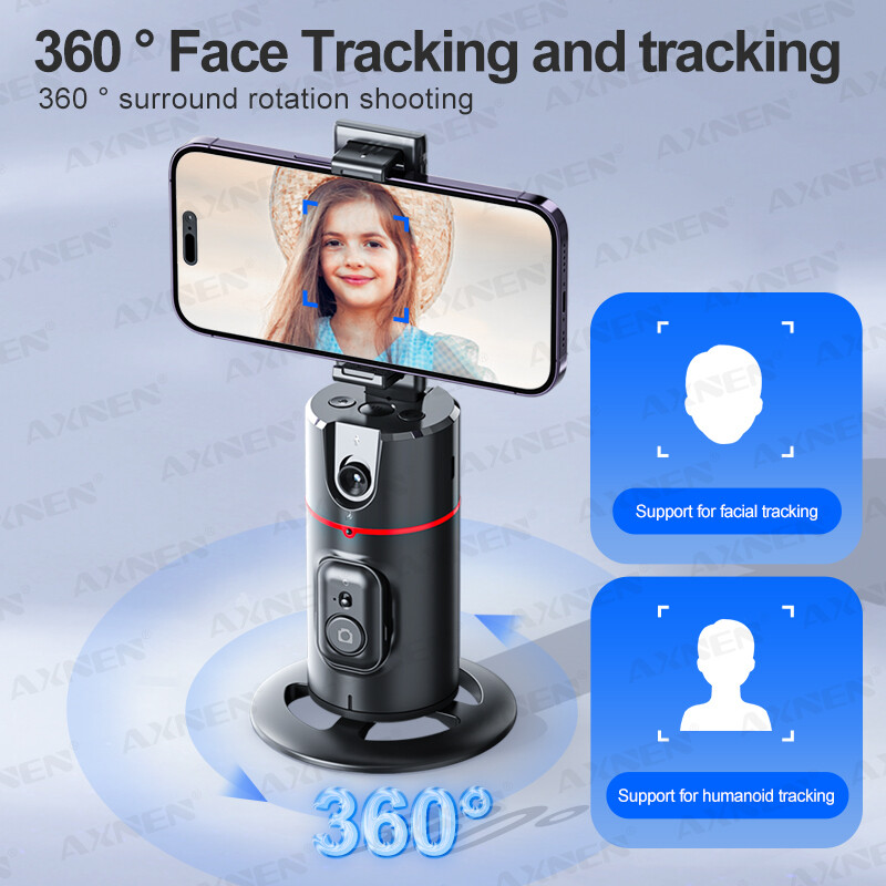 P02 360 въртящ се Gimbal стабилизатор, последващ Selfie Desktop Face Tracking Gimbal за Tiktok Smartphone Live, с дистанционен затвор