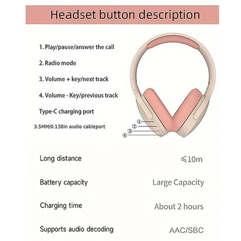 P2961 bežične slušalice Over-Ear Stereo HIFI slušalice TF/AUX Music Player Sklopive slušalice za pametni telefon prijenosno računalo