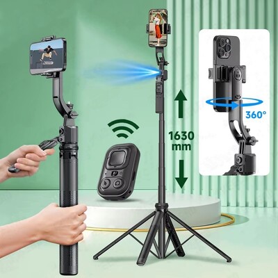 5 в 1 Selfie Stick Gimbal Stabilizer за смартфон с Bluetooth дистанционно управление Интелигентен AI Follow-Up Anti Shake Pan Tilt Tripod