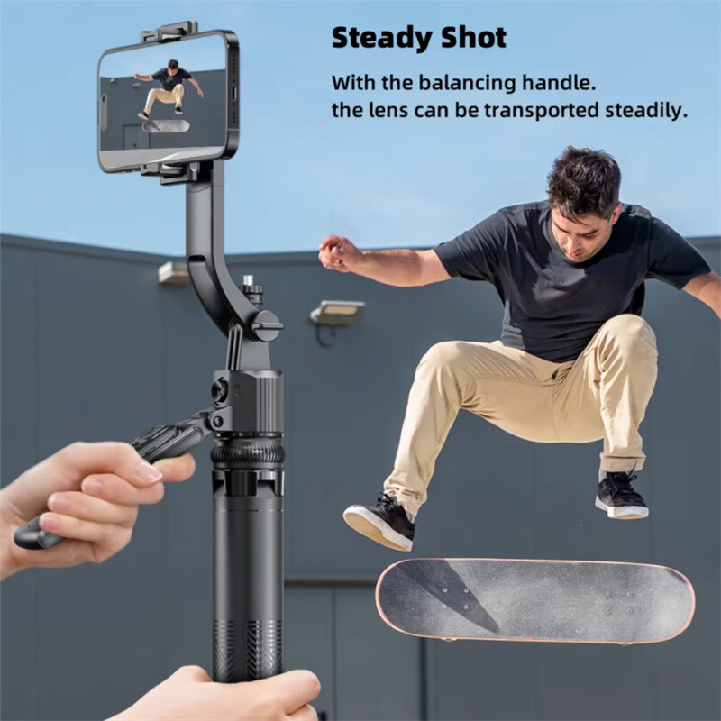 5 в 1 Selfie Stick Gimbal Stabilizer за смартфон с Bluetooth дистанционно управление Интелигентен AI Follow-Up Anti Shake Pan Tilt Tripod