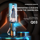 Q03 Trepied de urmărire automată a feței Comutare ecran pe orizontală și verticală Rotație 360 de urmărire Stabilizator de cardan Gimbal inteligent AI