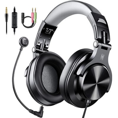 Oneodio vezetékes Gaming Headset Gamer 3,5 mm-es fülre helyezhető játékfejhallgató levehető mikrofonnal PC számítógéphez PS4 Xbox