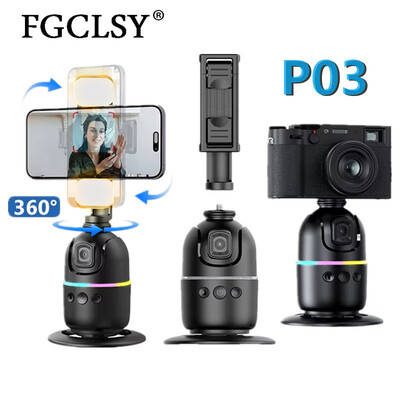 Smart Face Tracking Desktop Gimbal Stabilizer for Smartphone Action Camera 360 Rotation Kövesse Focus Vlog Kit Opció lámpákkal