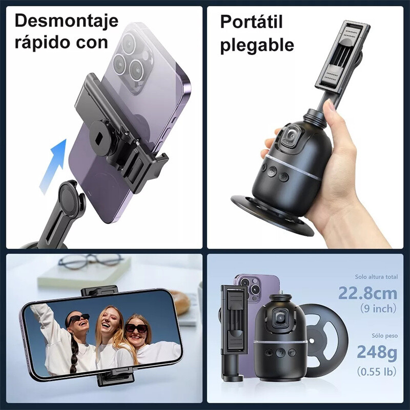 Pametno praćenje lica Desktop Gimbal stabilizator za pametni telefon Akcijska kamera Rotacija od 360° Prati fokus Vlog Kit opcija sa svjetlima