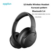 eppfun LE Audio Over Ear Bluetooth слушалки с микрофон， Aptx Lossless, LC3, Auracast слушалки за музикални игри