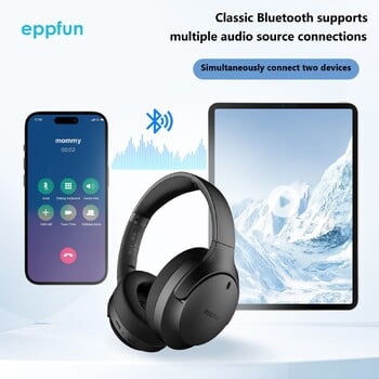 eppfun LE Audio Over Ear Bluetooth ακουστικά με μικρόφωνο, ακουστικά Aptx Lossless, LC3, Auracast για Music Gaming