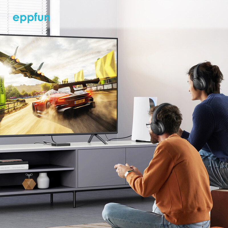 eppfun LE Audio Over Ear Bluetooth слушалки с микрофон， Aptx Lossless, LC3, Auracast слушалки за музикални игри