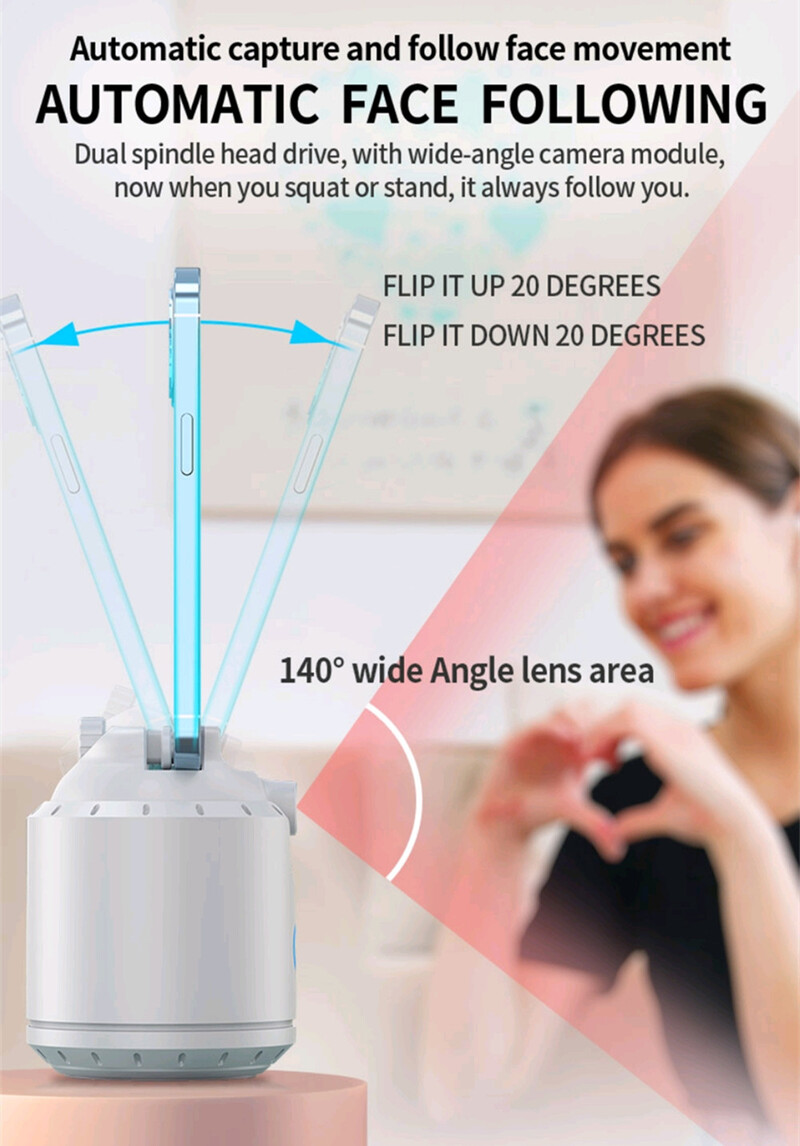 Automaatne näojälgimise telefoni selfie stick Nutikas 360° pöörlev hoidik AI järelvideo Vlog Live Gimbali stabilisaatoristatiiv mobiilile