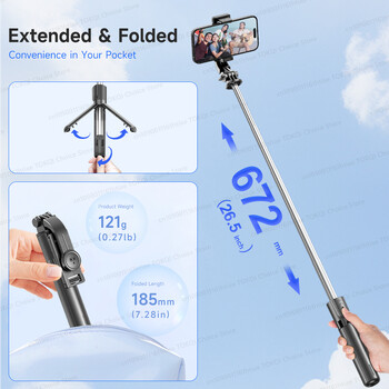 TOKQI Selfie Stick Τρίποδος Τηλεφωνικής βάσης Επιτραπέζια βάση επεκτάσιμο μονόποδα με Bluetooth RC για ζωντανή μετάδοση φορητής φωτογραφία χειρός