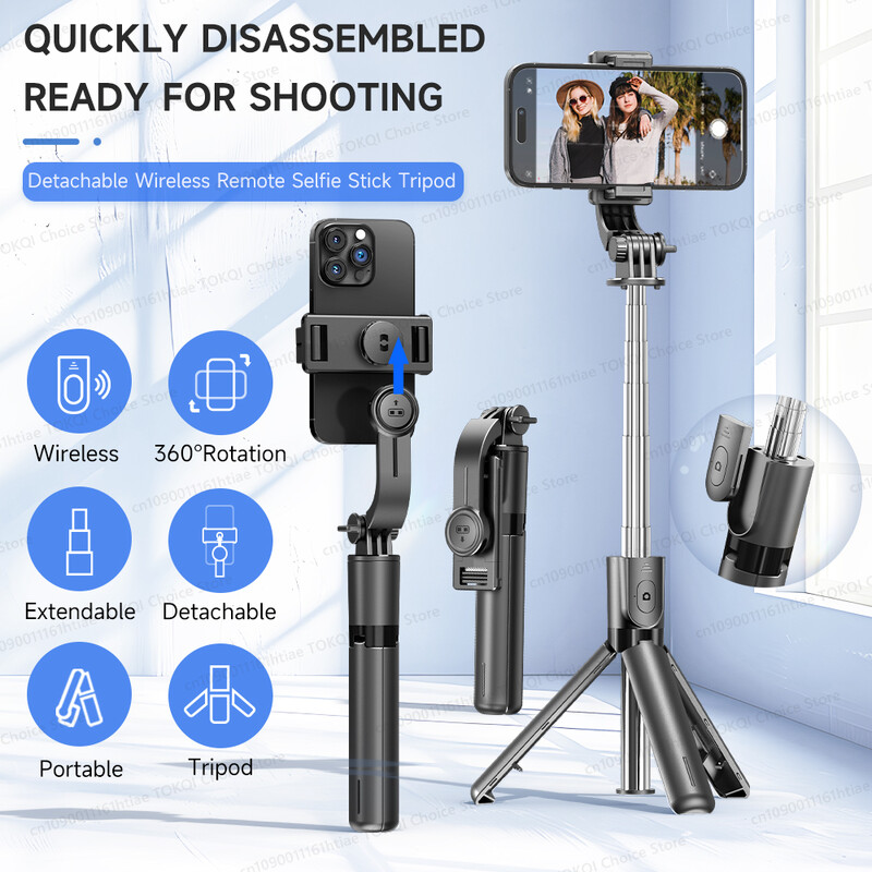 TOKQI Selfie štap Stativ Držač za telefon Stolni stalak Monopod koji se može produžiti s Bluetooth RC za mobilno emitiranje uživo Ručna fotografija