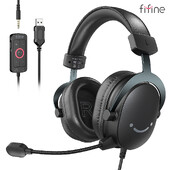 FIFINE slušalice, 3,5 mm priključak i USB slušalice sa 7.1 surround zvukom/kontrolom glasnoće/prekidačem za isključivanje zvuka za PC/MAC/PS4/PS5 mikser-H9