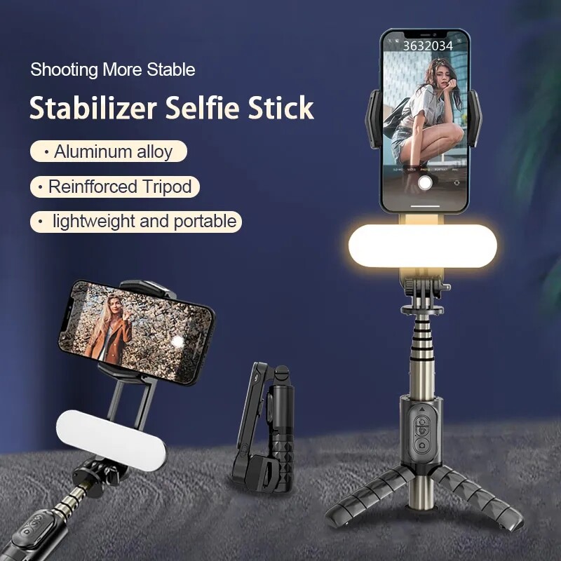 bežično Praćenje načina snimanja Gimbal Stabilizer Selfie Stick stativ s ispunskim svjetlom za iPhone mobitel pametni telefon