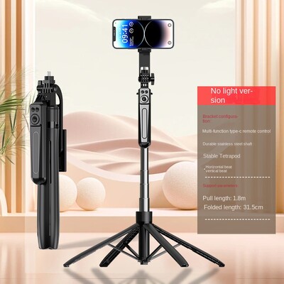 Nutitelefoni valguskaamera statiiv, traadita Bluetoothiga statiivialus, Selfie Sticki klambrid telefonihoidikuga vlogi/video jaoks