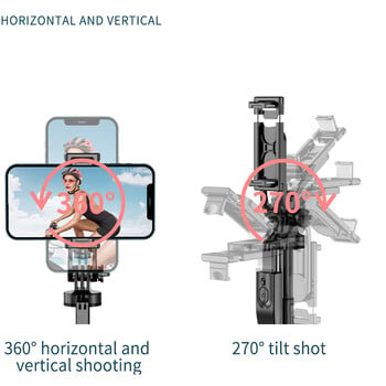 Roreta-L16 Wireless Selfie Stick Tripod Stand Αναδιπλούμενο μονόποδο για κάμερες δράσης Gopro Smartphones Balance Staady Shooting Live