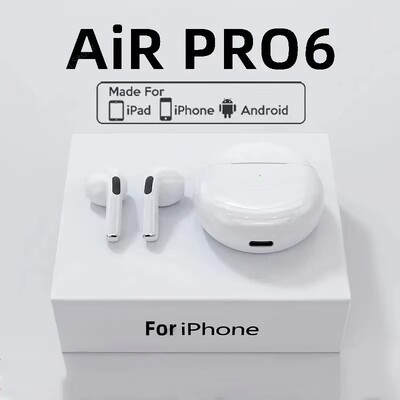 Eredeti Air Pro 6 TWS vezeték nélküli Bluetooth fejhallgató 5.3 fejhallgató mini fülhallgató mikrofon töltő dobozzal Xiaomi iPhone fülhallgatóhoz