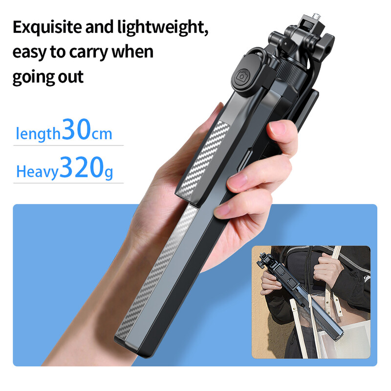 „Pixel“ 170 cm belaidis „selfie Stick“ trikojo sulankstomas stovas, skirtas „iPhone“ su „Bluetooth“ nuotolinio valdymo pulteliu, nešiojamu galvos stabilizatoriumi