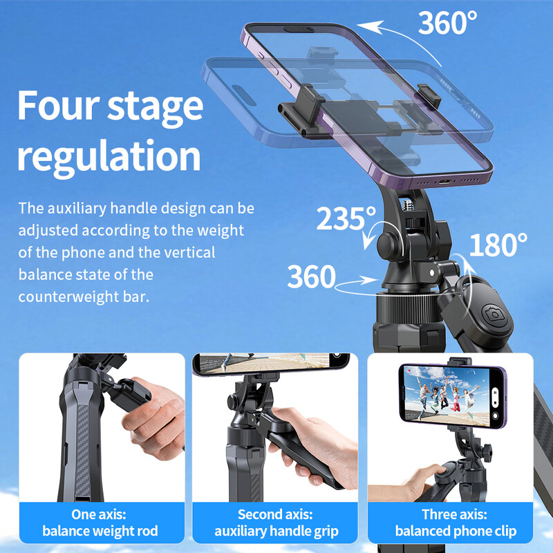 „Pixel“ 170 cm belaidis „selfie Stick“ trikojo sulankstomas stovas, skirtas „iPhone“ su „Bluetooth“ nuotolinio valdymo pulteliu, nešiojamu galvos stabilizatoriumi