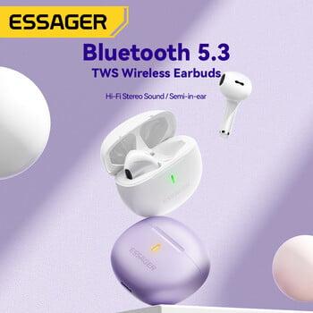 Essager 5.3 Bluetooth ασύρματα ακουστικά TWS Earbuds Semi-in-ear Stereo Sports Mini ακουστικά με μικρόφωνο για όλα τα τηλέφωνα