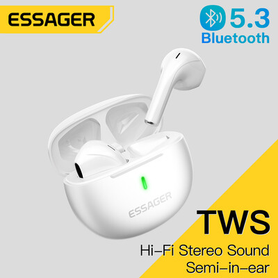 Essager 5.3 Bluetooth vezeték nélküli fejhallgató TWS fülhallgató, félig a fülbe helyezhető sztereó sport mini fejhallgató mikrofonnal minden telefonhoz