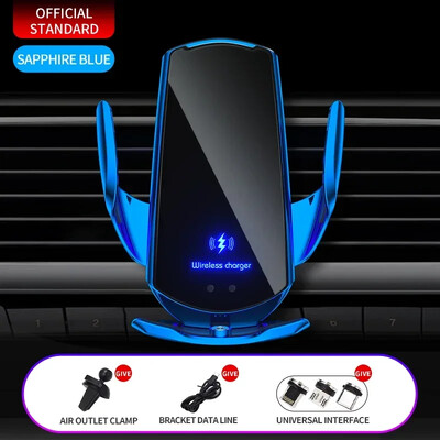 VIKEFON 15W Автомобилно магнитно безжично зарядно устройство Автоматичен държач за телефон за кола за iPhone Samsung Инфрачервено индукционно бързо зареждане