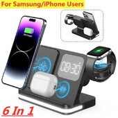 Стойка за безжично зарядно за iPhone 15 14 Samsung S23 S22 Ultra Fold Z Flip Galaxy Watch Active Buds Държач за станция за бързо зареждане