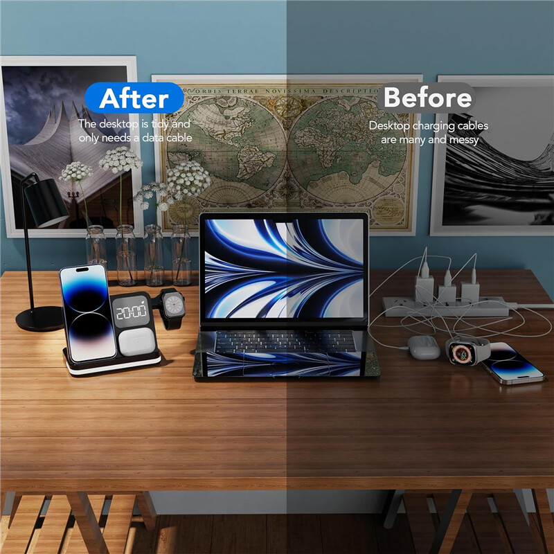 Стойка за безжично зарядно за iPhone 15 14 Samsung S23 S22 Ultra Fold Z Flip Galaxy Watch Active Buds Държач за станция за бързо зареждане