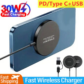 30W магнитна подложка за безжично зарядно оригинално устройство за бързо зареждане за iPhone 16 15 14 13 Pro Max Mini PD USB C 8 Plus X XR Airpods