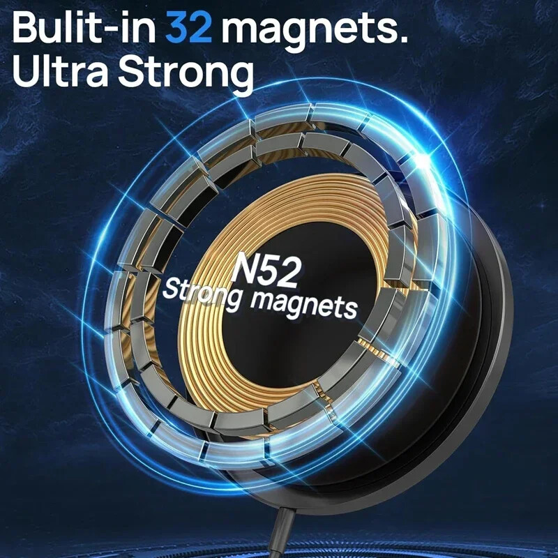 30W магнитна подложка за безжично зарядно оригинално устройство за бързо зареждане за iPhone 16 15 14 13 Pro Max Mini PD USB C 8 Plus X XR Airpods