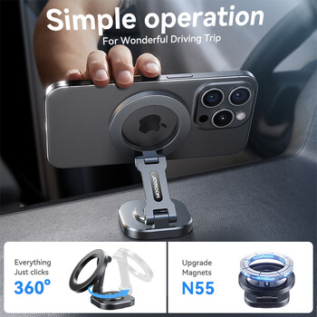 Joyroom Magnetic Car Mount 24 Strong Magnet με περιστροφή 360° Αναδιπλούμενη βάση τηλεφώνου για αυτοκίνητο για iPhone 16 15 14 14 13 12 θήκη αυτοκινήτου