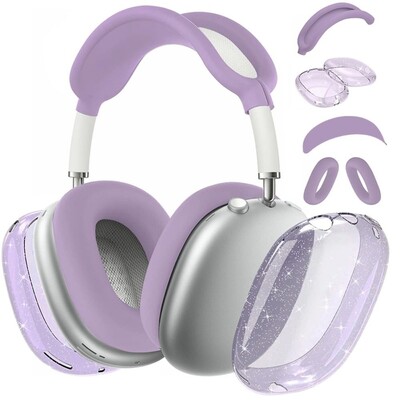 4 в 1 прозрачен блясък защитно покритие за слушалки Пълна защита Удароустойчиви подложки за уши Издръжлив TPU за AirPods Max