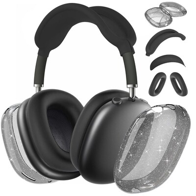 4 в 1 прозрачен блясък защитно покритие за слушалки Пълна защита Удароустойчиви подложки за уши Издръжлив TPU за AirPods Max