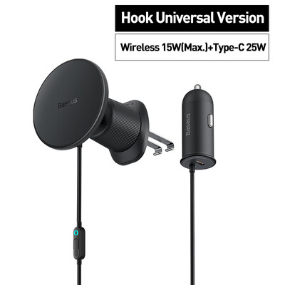 Baseus 15W brzo punjenje, držač punjača za auto, magnetski držač za auto, bežični punjač za iPhone 15 14 13 Pro Max, svjetlosni efekt