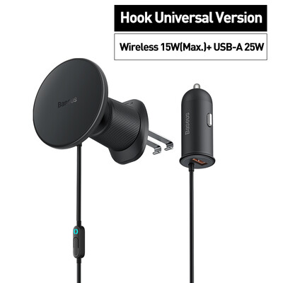 Baseus 15W brzo punjenje, držač punjača za auto, magnetski držač za auto, bežični punjač za iPhone 15 14 13 Pro Max, svjetlosni efekt