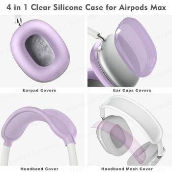 Νέο για AirPods Max Soft TPU Αντιχαρακτικό κάλυμμα Μανίκι Προστατευτικές θήκες για ακουστικά Apple AirPods Max Διαφανές κάλυμμα θήκης